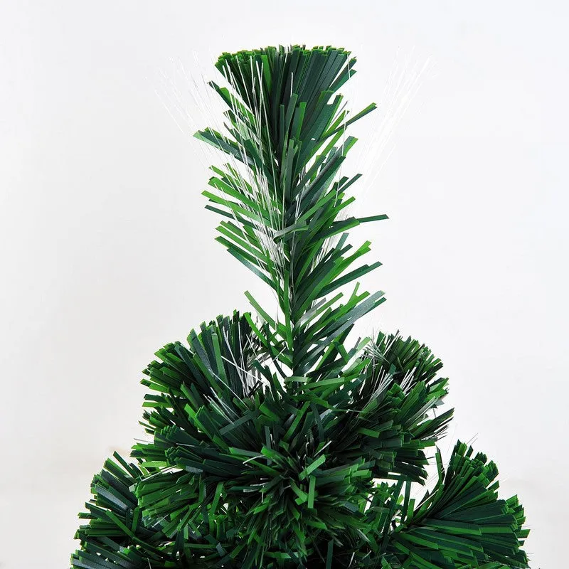 2FT Small Pre-Lit Fiber Optic Christmas Tree Artificial Spruce Tree Green