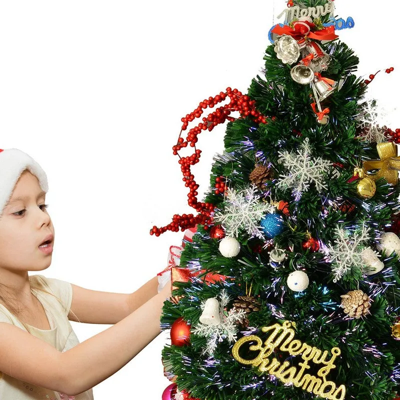 2FT Small Pre-Lit Fiber Optic Christmas Tree Artificial Spruce Tree Green