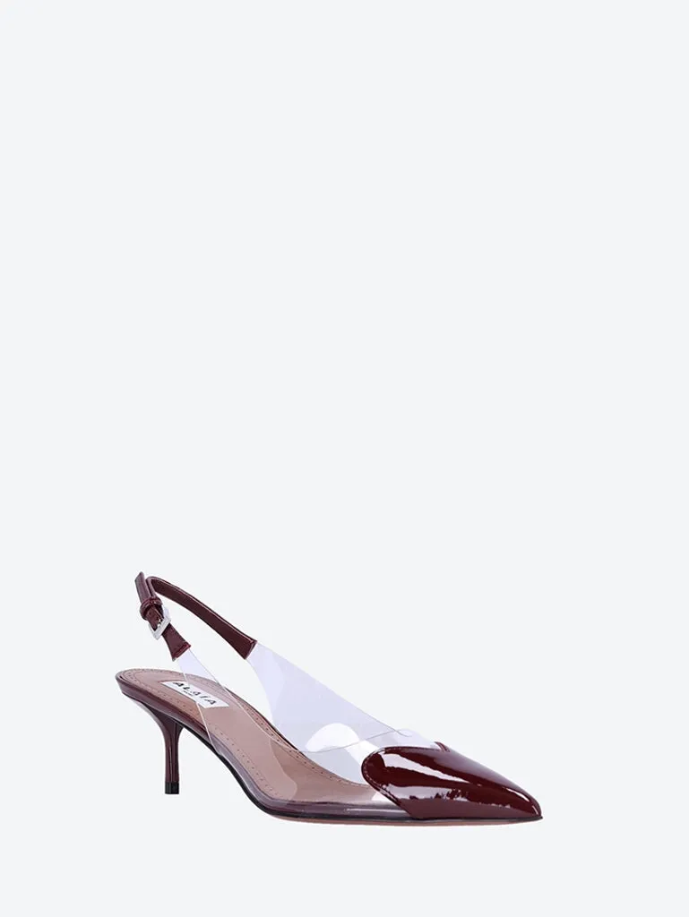 55 patent leather slingbacks