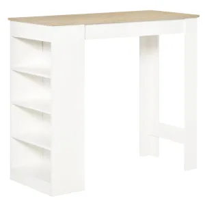 Bar Table Coffee Table Kitchen Dining Table with 4-Tier Storage Shelf for Kitchen Dining Room Living Room Natural