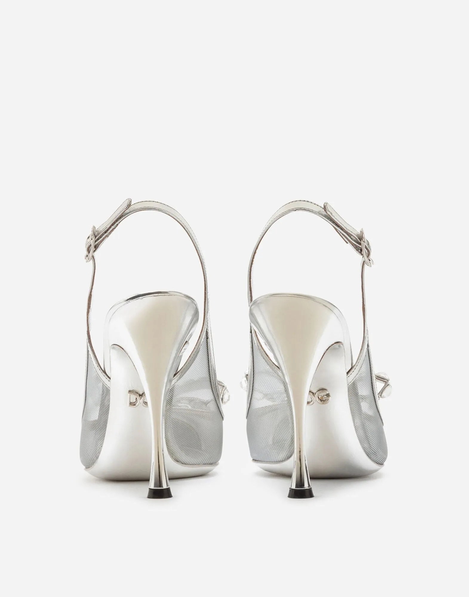 Bejeweled Bow Mesh Slingbacks