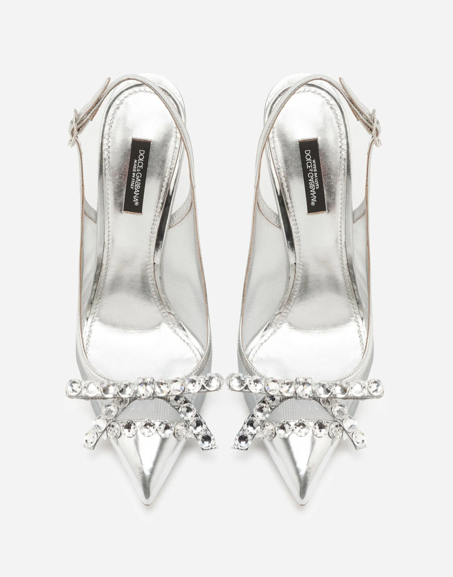 Bejeweled Bow Mesh Slingbacks