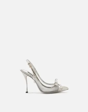 Bejeweled Bow Mesh Slingbacks