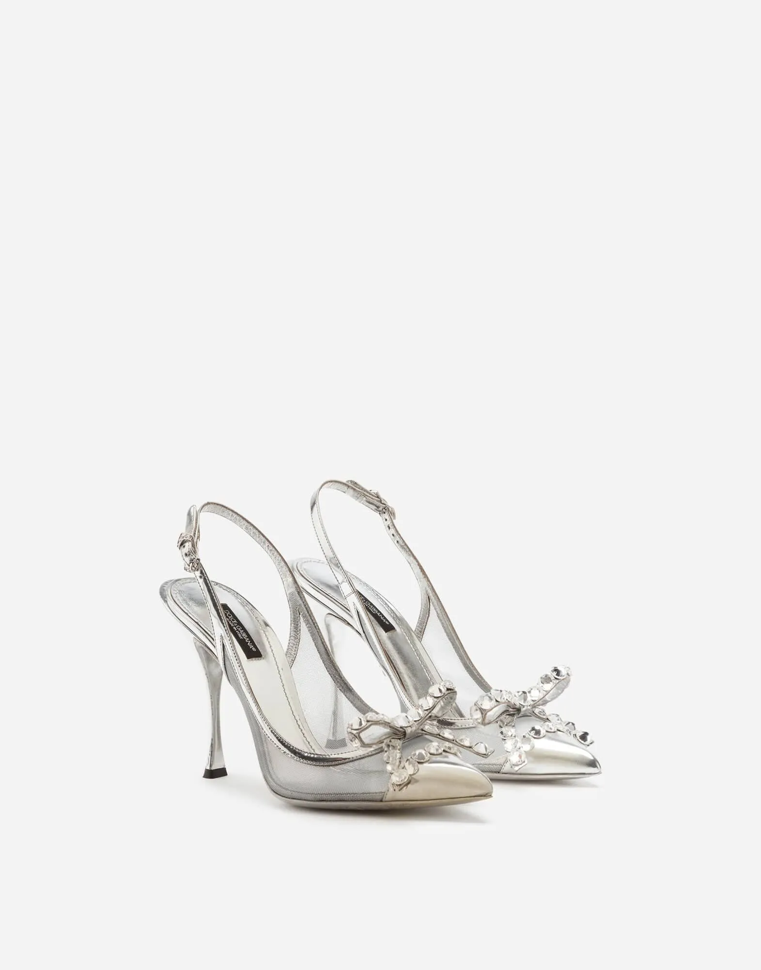 Bejeweled Bow Mesh Slingbacks