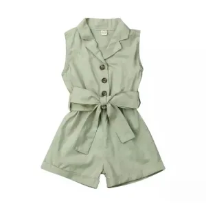 Button Down Collar Toddler Romper