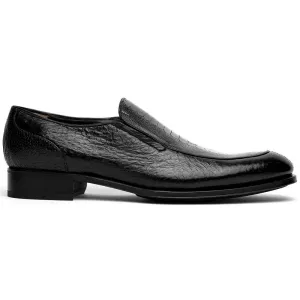 Caporicci 3324 Men's Shoes Black Exotic Ostrich / Peccary Slip-On Loafers (CAP2004)