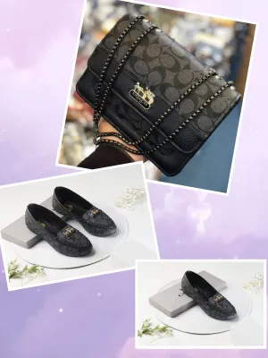 COMBO DEAL - BLACK CROSS BODY BAG & BLACK FLAT PUMPS
