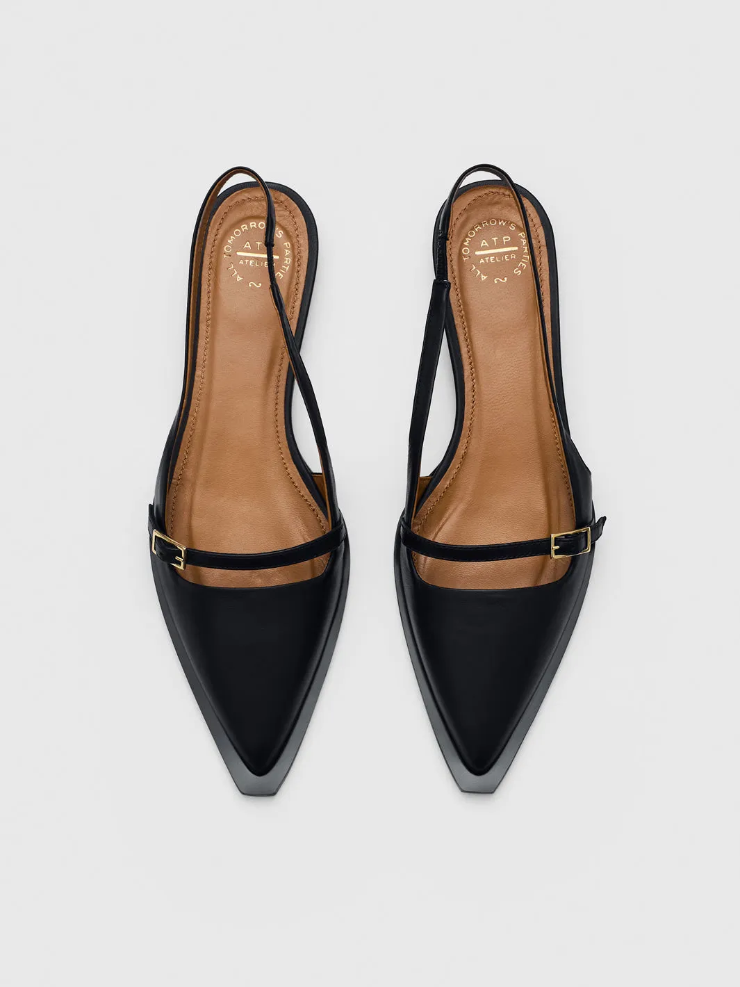 Cortina Black Nappa Flat Slingbacks