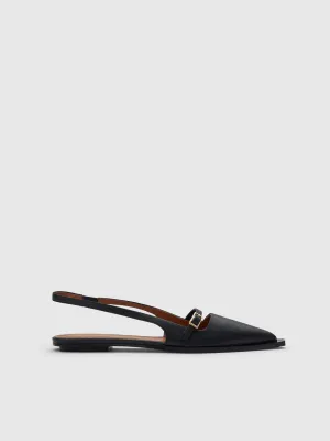 Cortina Black Nappa Flat Slingbacks