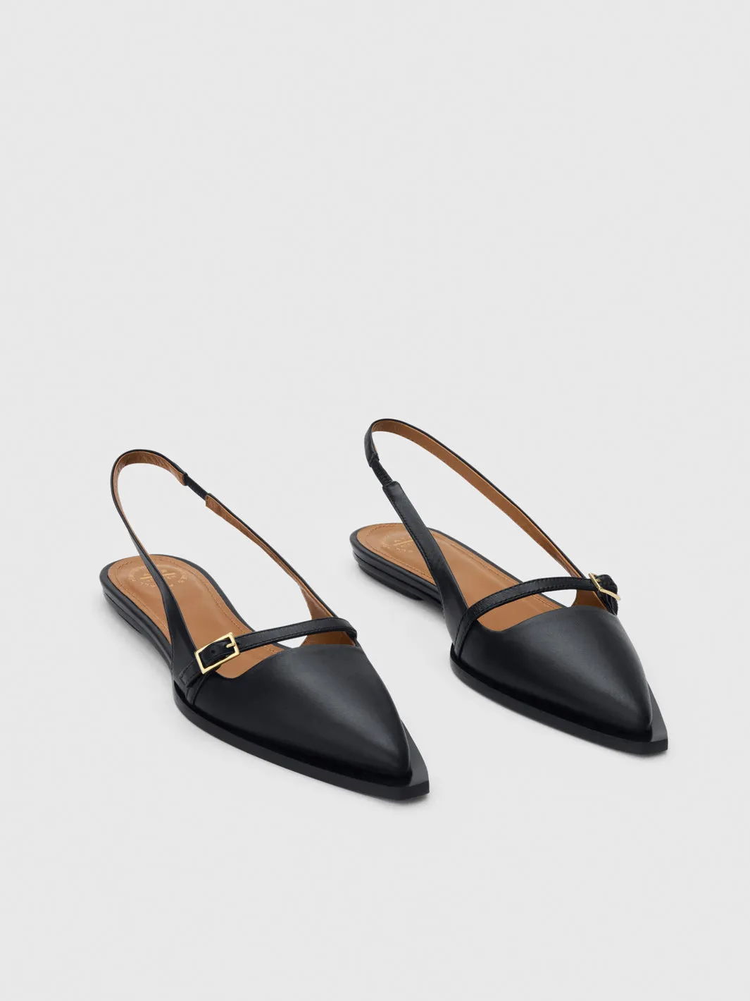 Cortina Black Nappa Flat Slingbacks