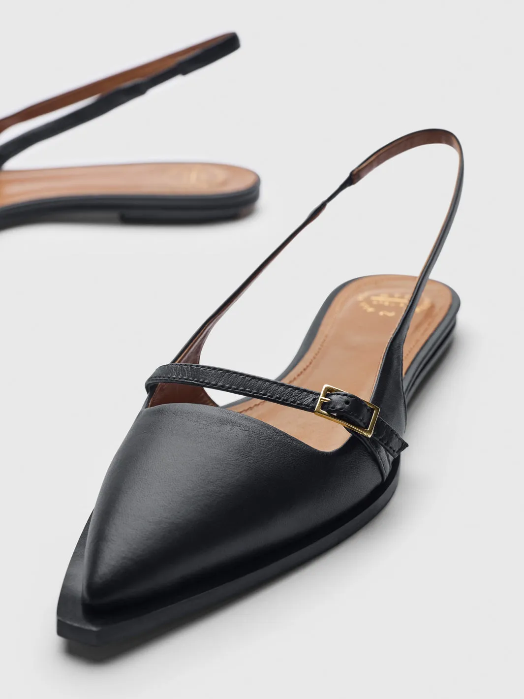 Cortina Black Nappa Flat Slingbacks