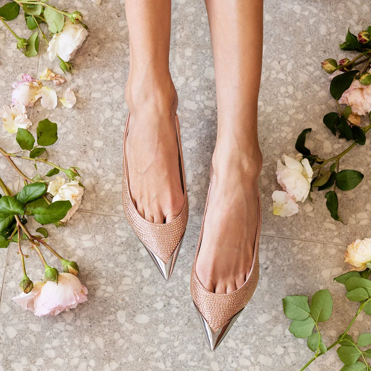 Crystal Embellished Slingback Pumps