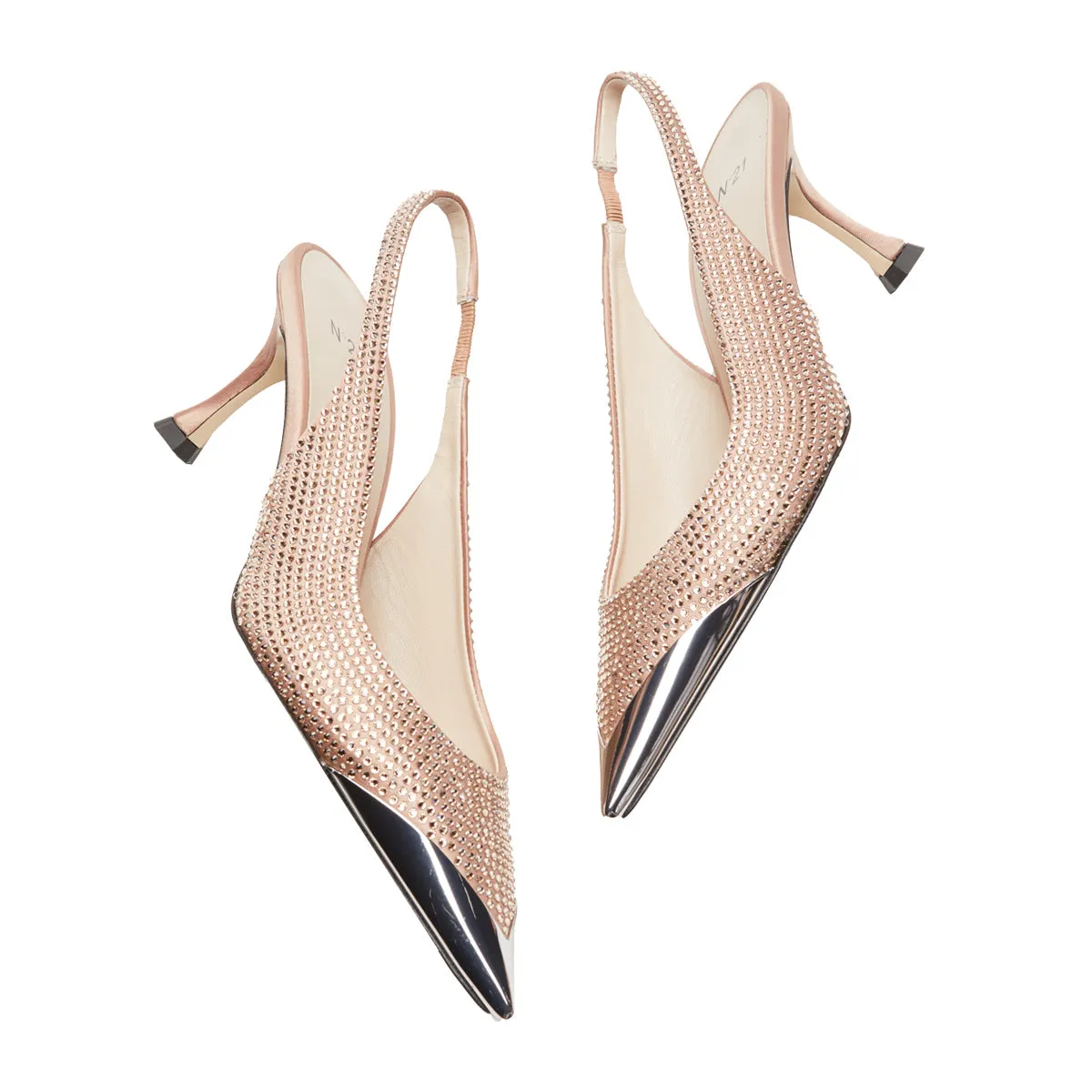 Crystal Embellished Slingback Pumps