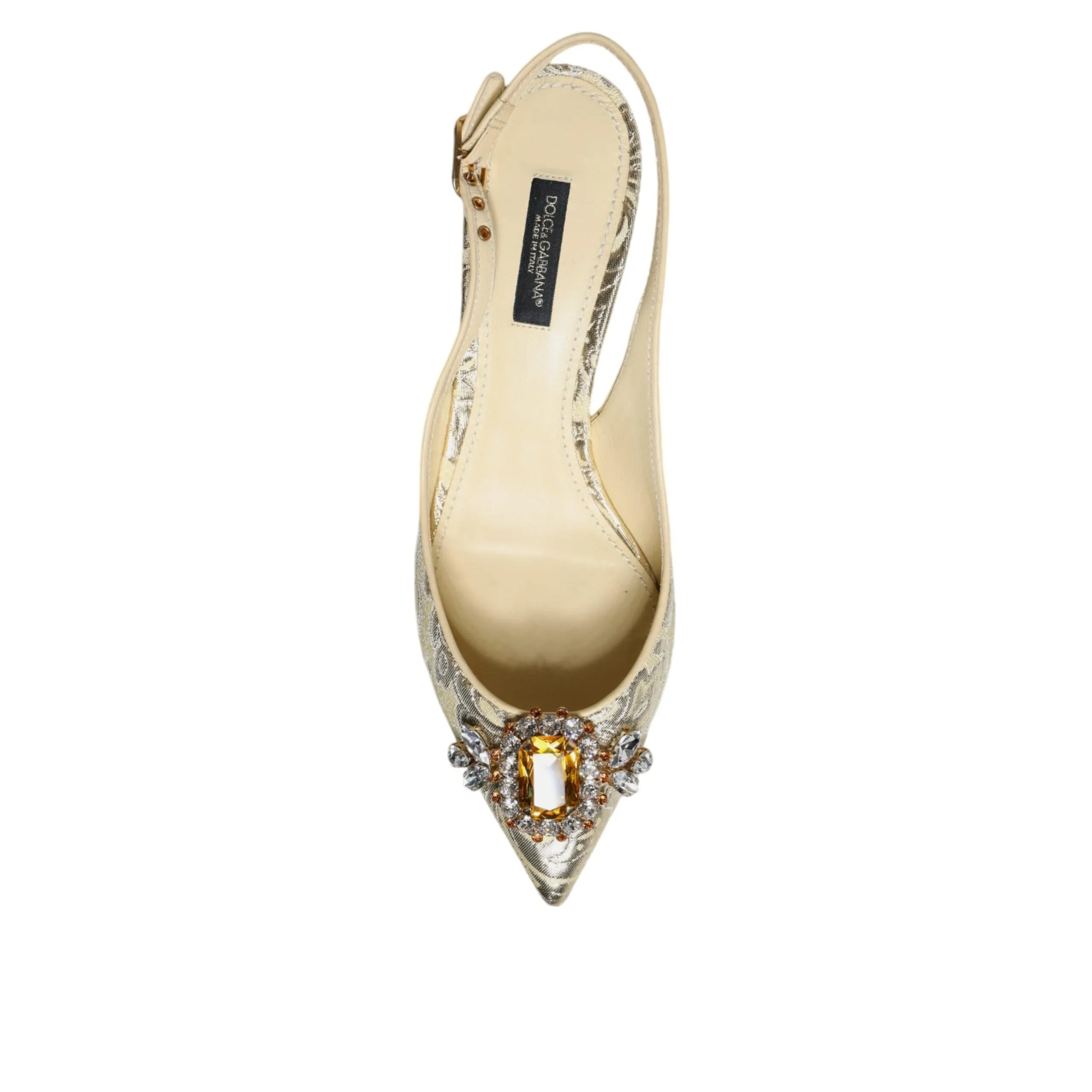 Dolce & Gabbana Gold Crystal Pumps Heels Slingbacks Shoes
