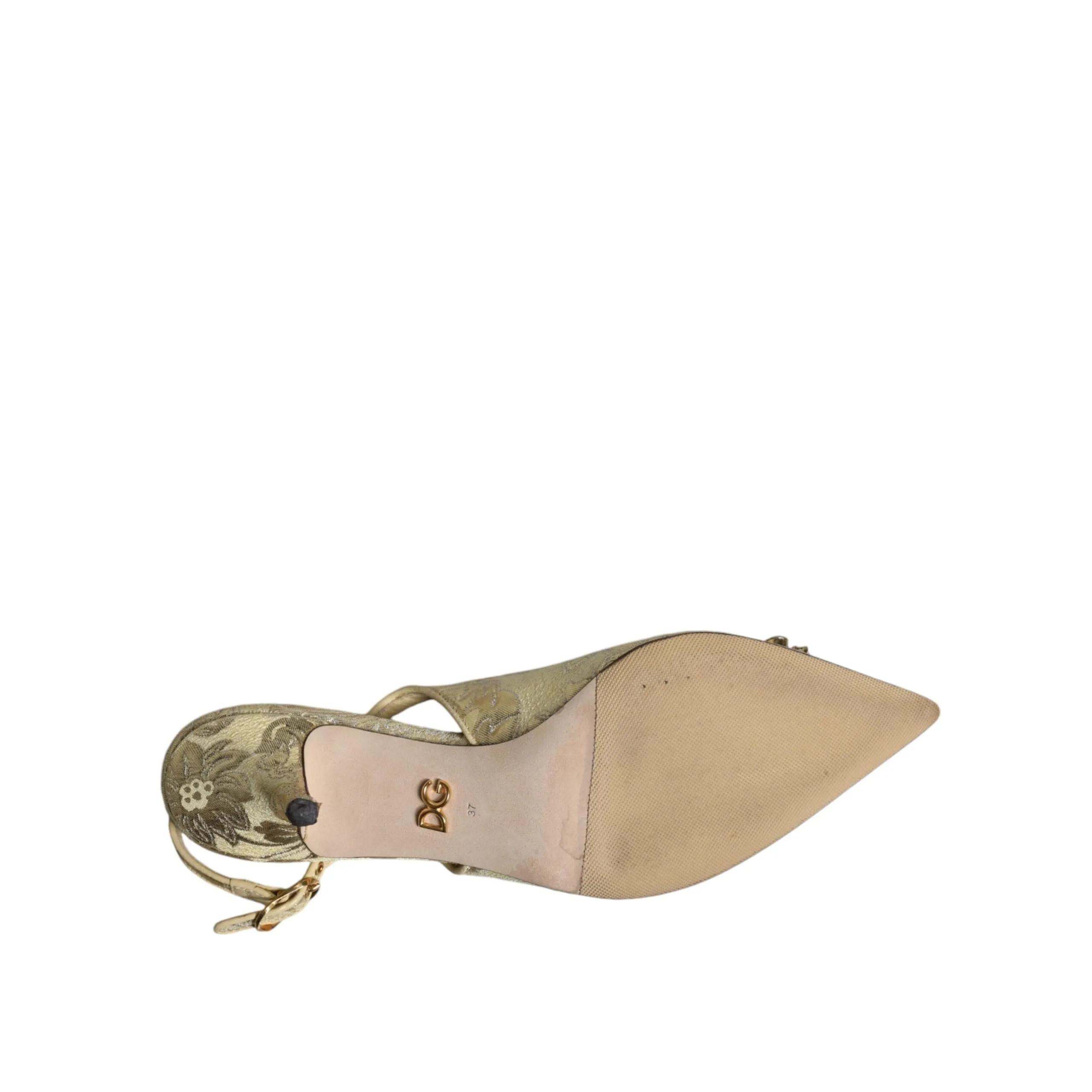 Dolce & Gabbana Gold Crystal Pumps Heels Slingbacks Shoes