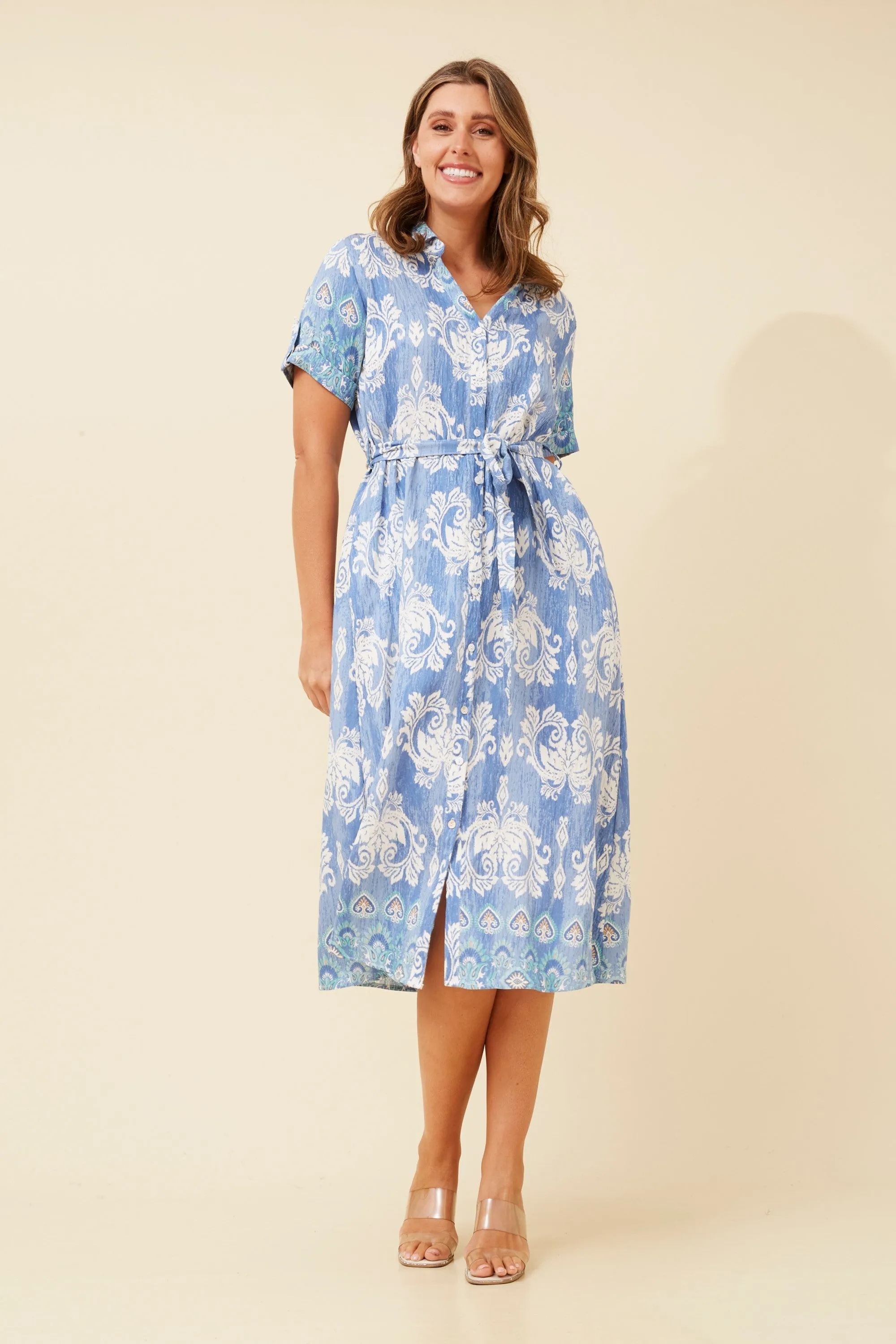 DOROTHEA LINEN BLEND  SHIRT DRESSS