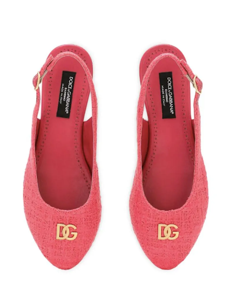 Girls Fuchsia Tweed DG Slingbacks