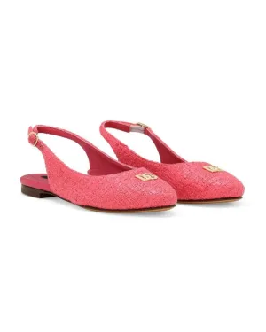 Girls Fuchsia Tweed DG Slingbacks
