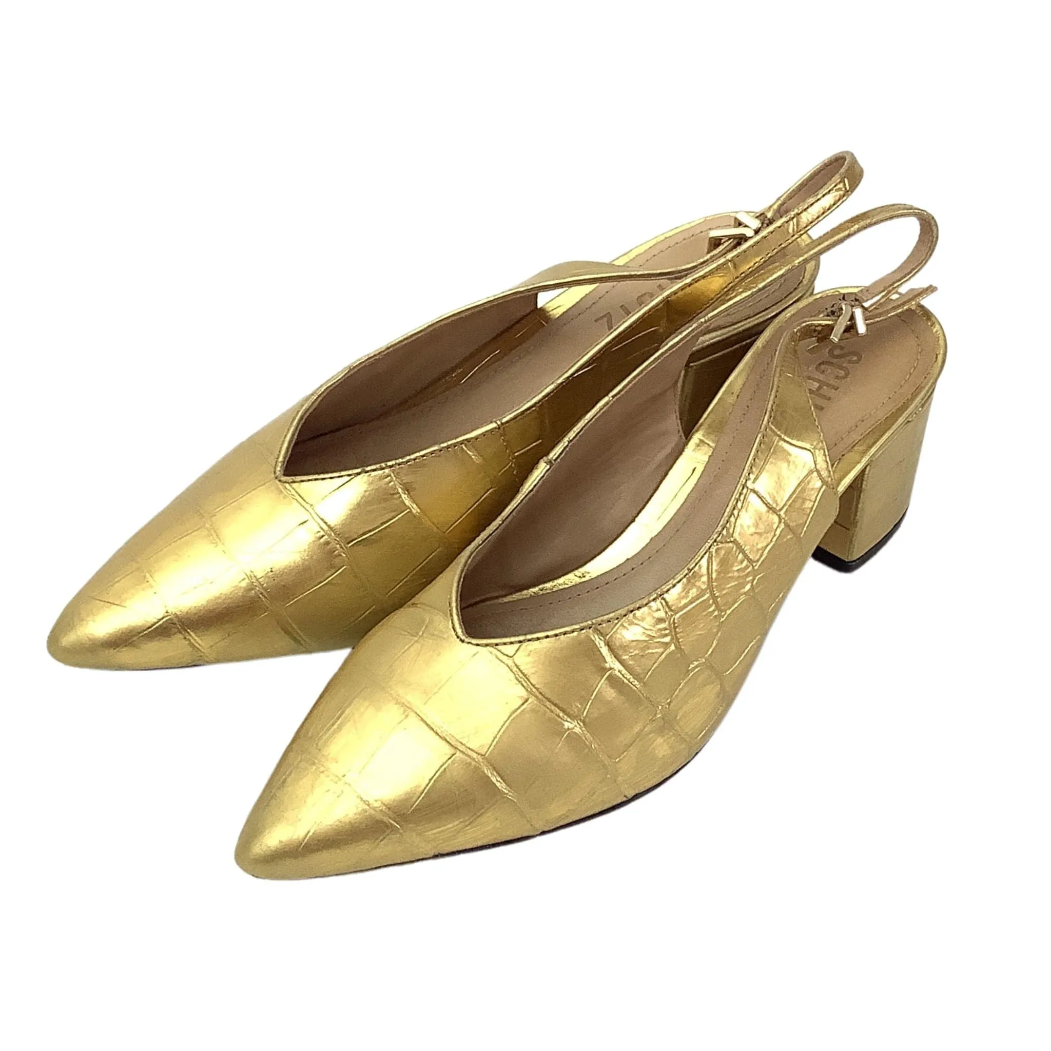 Gold Pointed Toe Heels