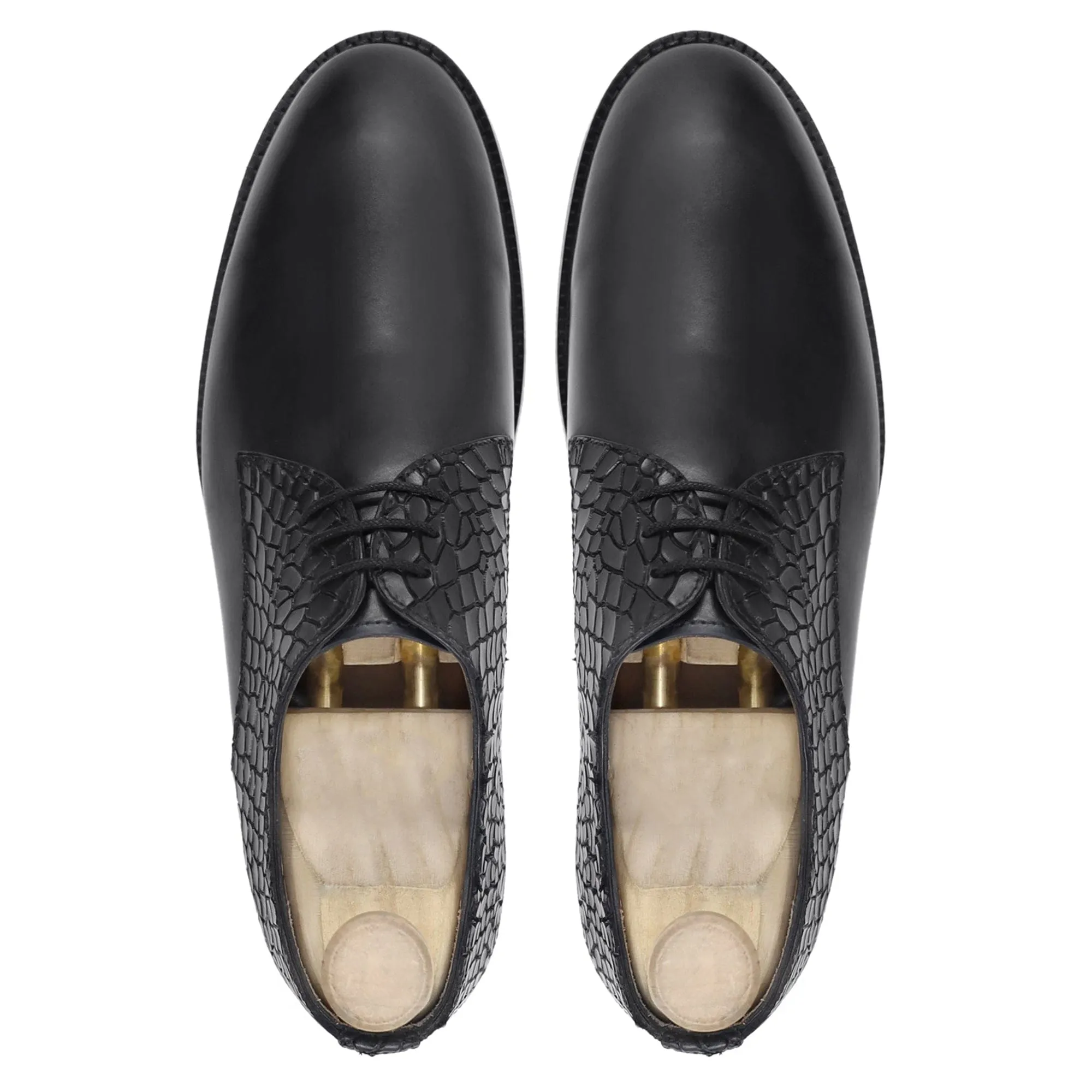 Handmade, Custom Men's Black Calf Leather Derby Shoe