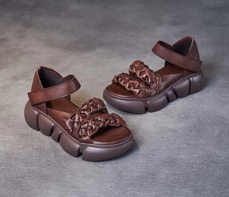 Handmade Woven Versatile Leather Soft Retro Sandals
