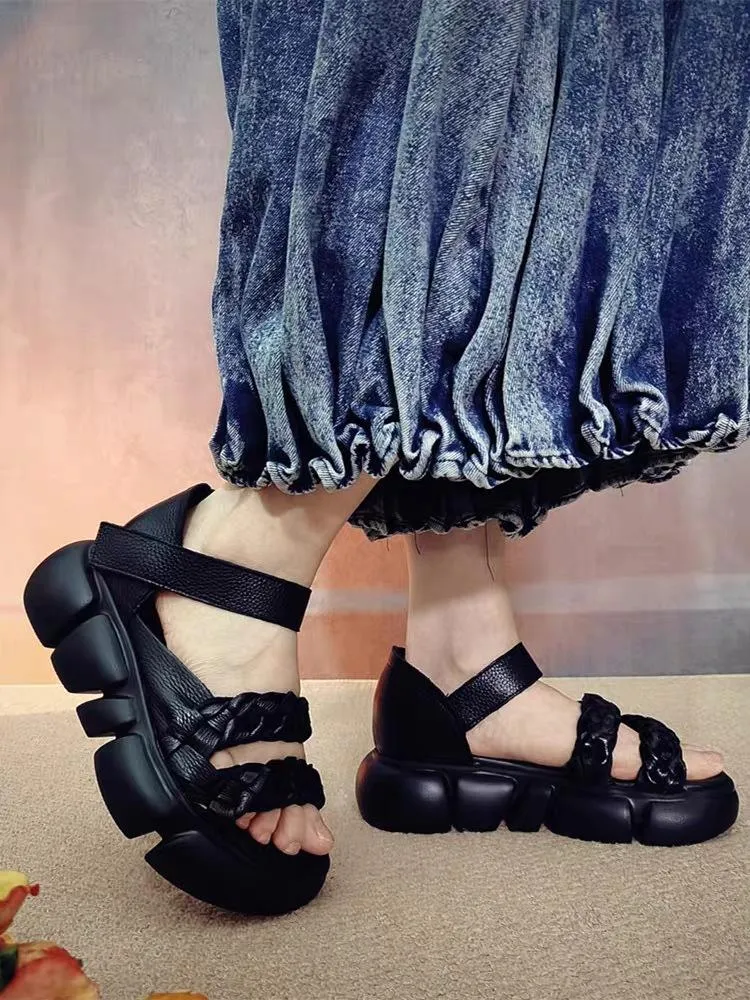 Handmade Woven Versatile Leather Soft Retro Sandals