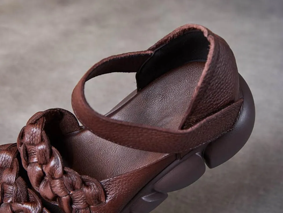 Handmade Woven Versatile Leather Soft Retro Sandals