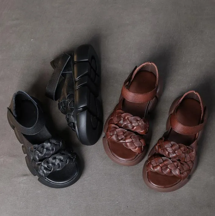 Handmade Woven Versatile Leather Soft Retro Sandals