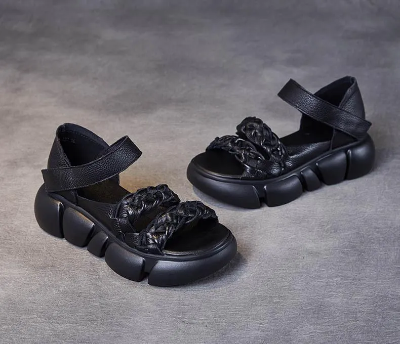 Handmade Woven Versatile Leather Soft Retro Sandals