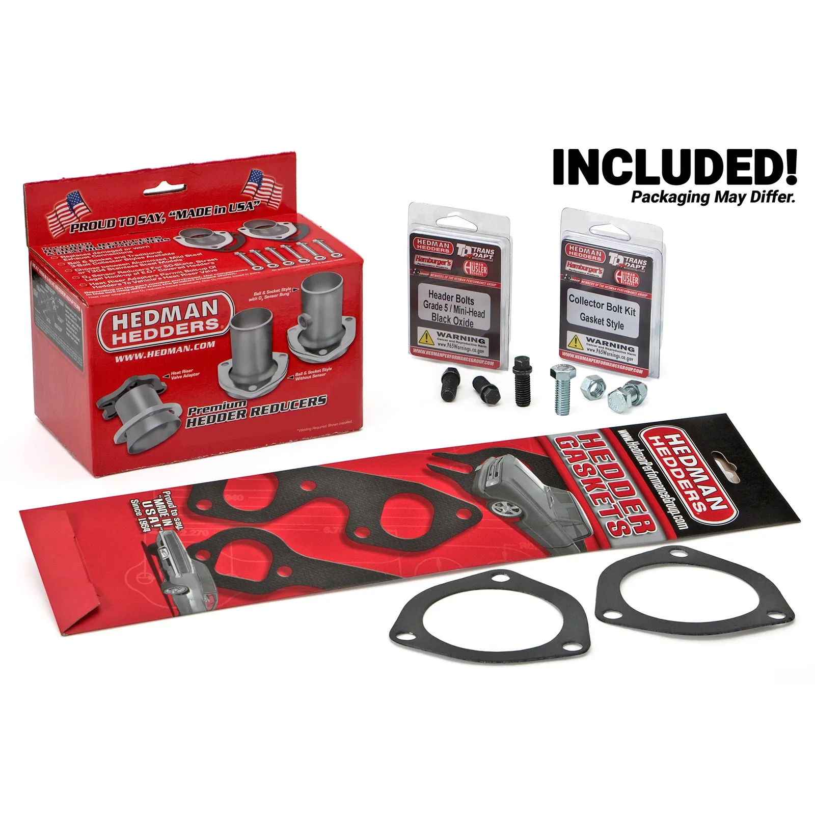 Hedman Hedders Block Hugger Headers - 1.75 in Primary - 3 in Collector - Black Paint - Big Block Chevy - Street Rod 1923-49 - Pair