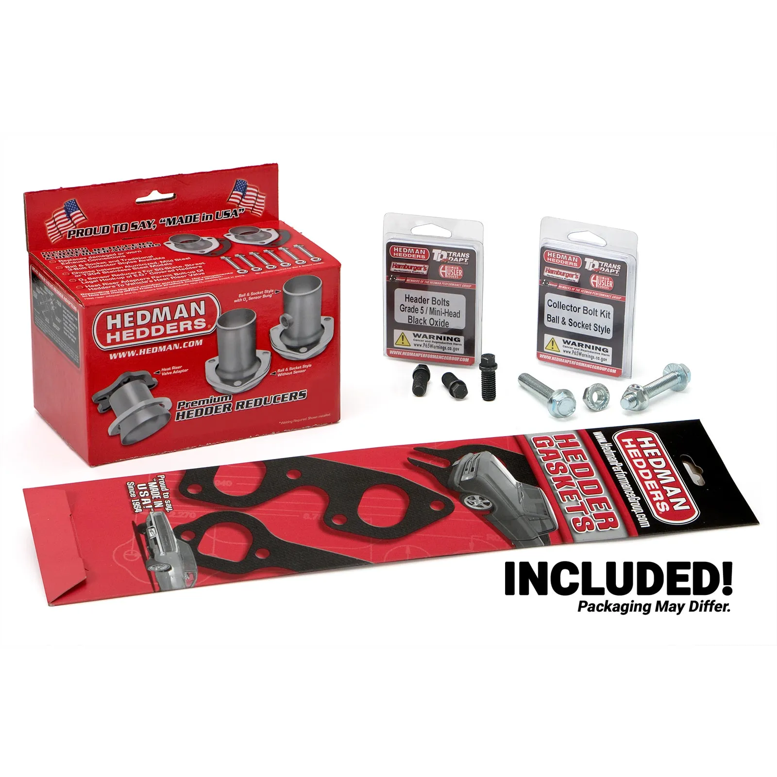 Hedman Hedders Street Headers - 1.5 in Primary - 2.5 in Collector - Black Paint - GM V6 - GM Compact SUV / Truck 1982-88 - Pair