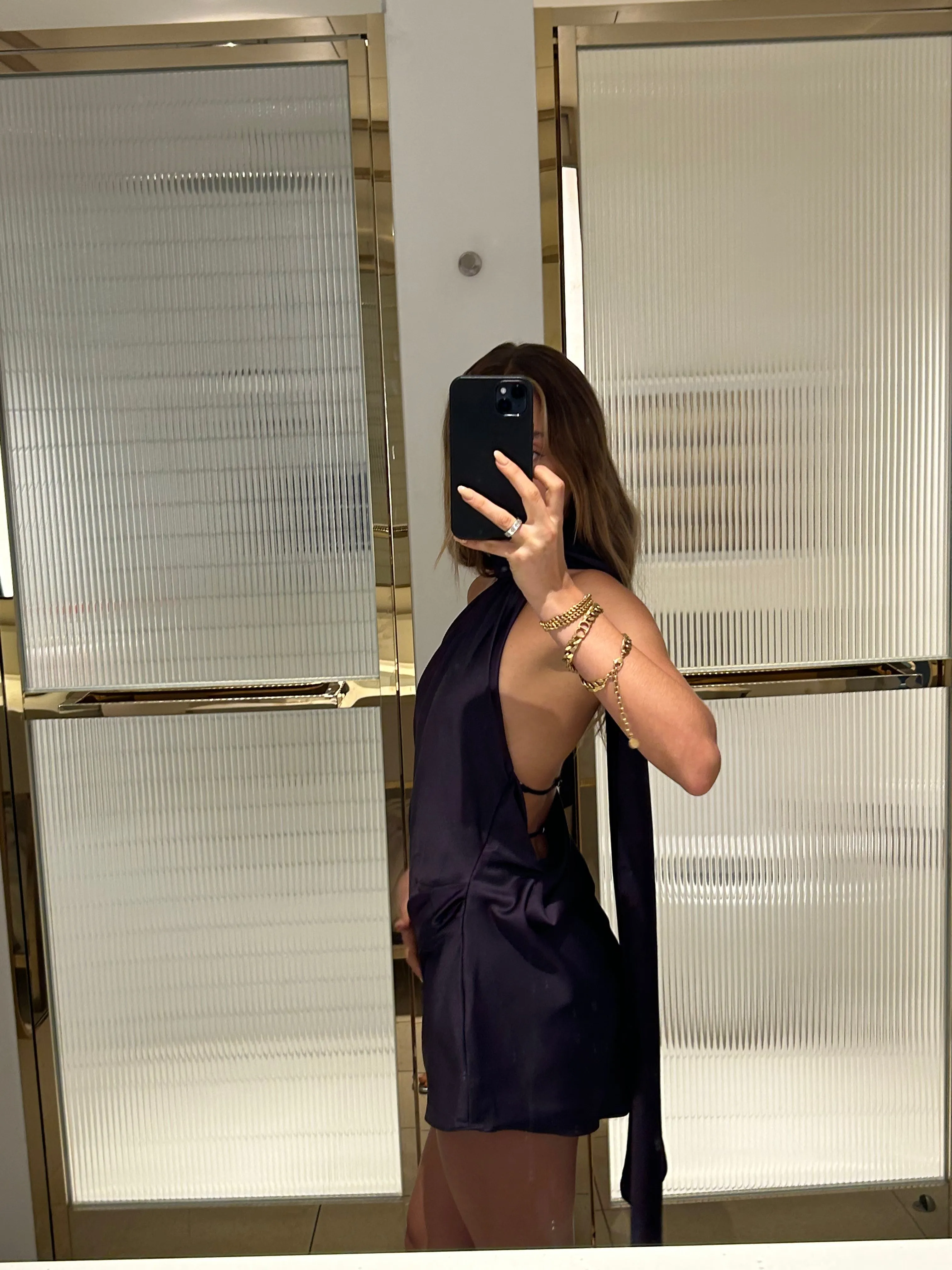 House of CB - Aida Night Shade Asymmetric Wrap Neck Dress