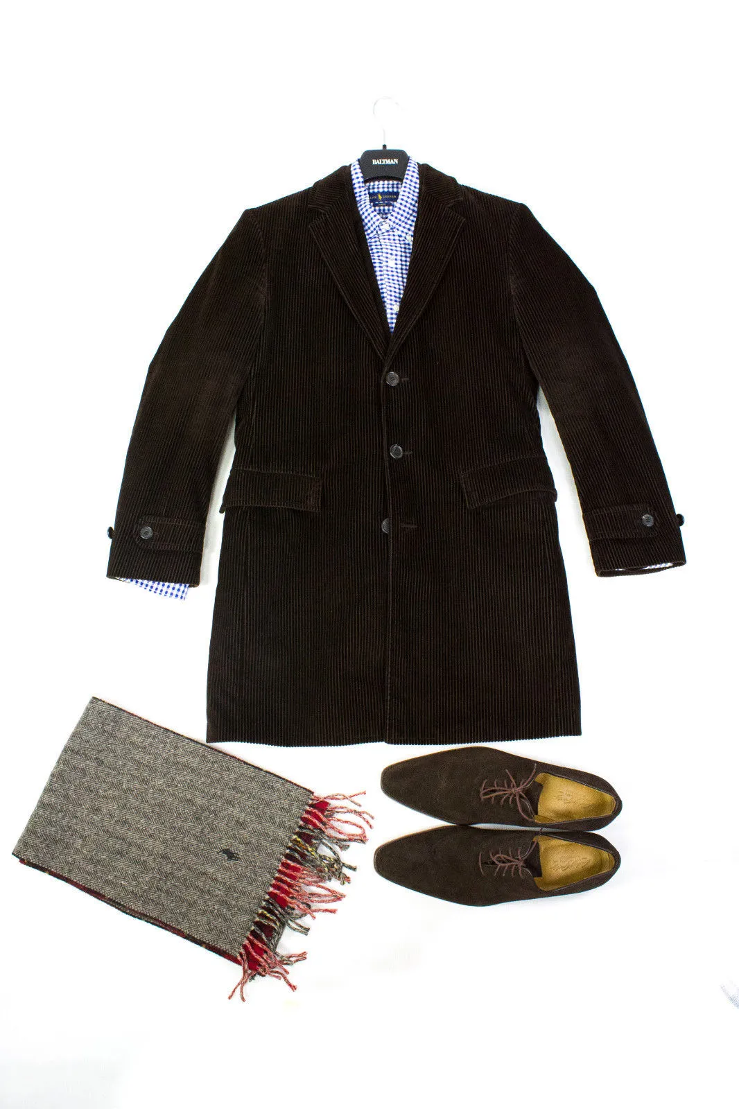HUGO BOSS Red Label Brown Corduroy Lightweight Top Coat US 40R, EU 50