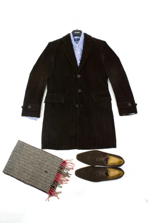 HUGO BOSS Red Label Brown Corduroy Lightweight Top Coat US 40R, EU 50
