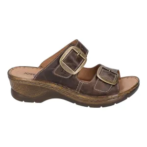 Josef Seibel Women's Catalonia 76 Leather Buckle Sandals Brandy Brown