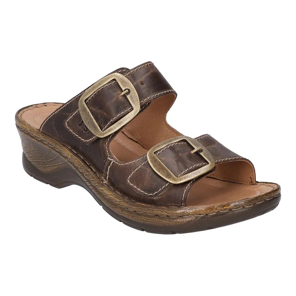 Josef Seibel Women's Catalonia 76 Leather Buckle Sandals Brandy Brown