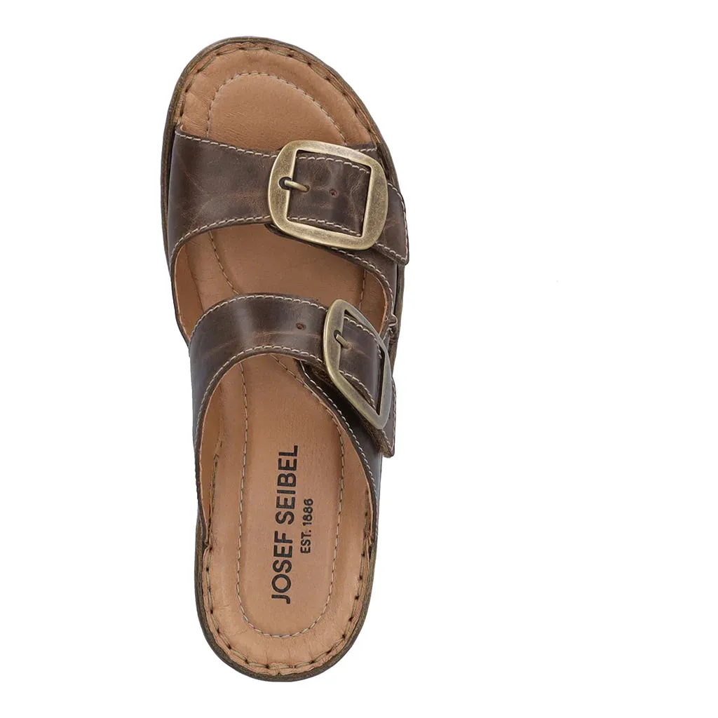 Josef Seibel Women's Catalonia 76 Leather Buckle Sandals Brandy Brown