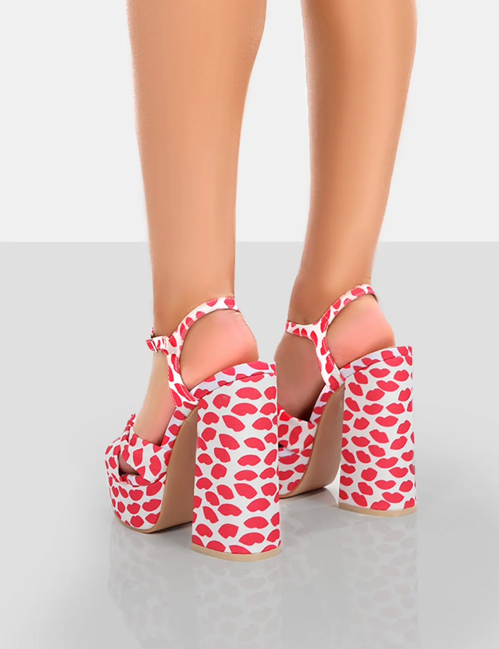Kiss Multi lip Print Platform Sandal High Heels