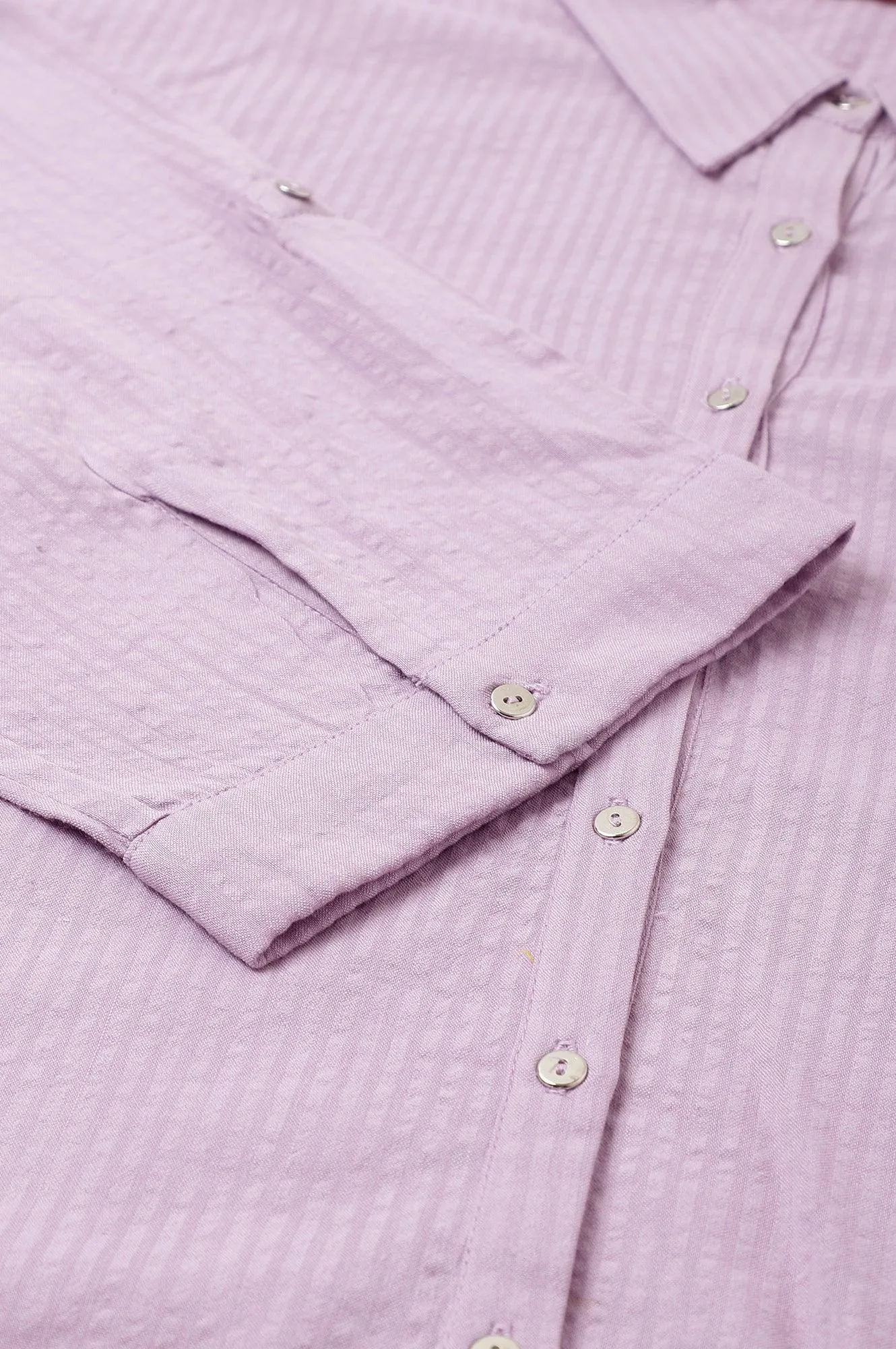 Light Purple Shirt Collar Plus Size Top