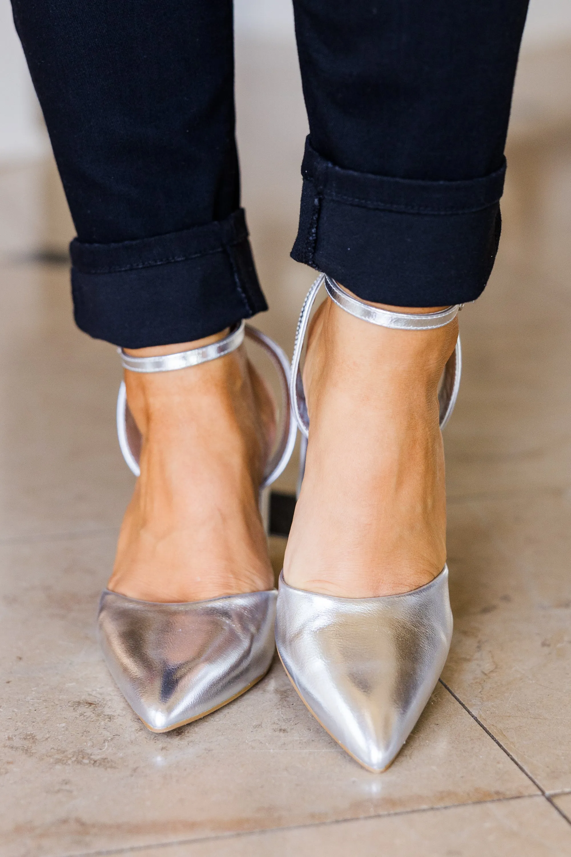Look Impressed Heels, Silver