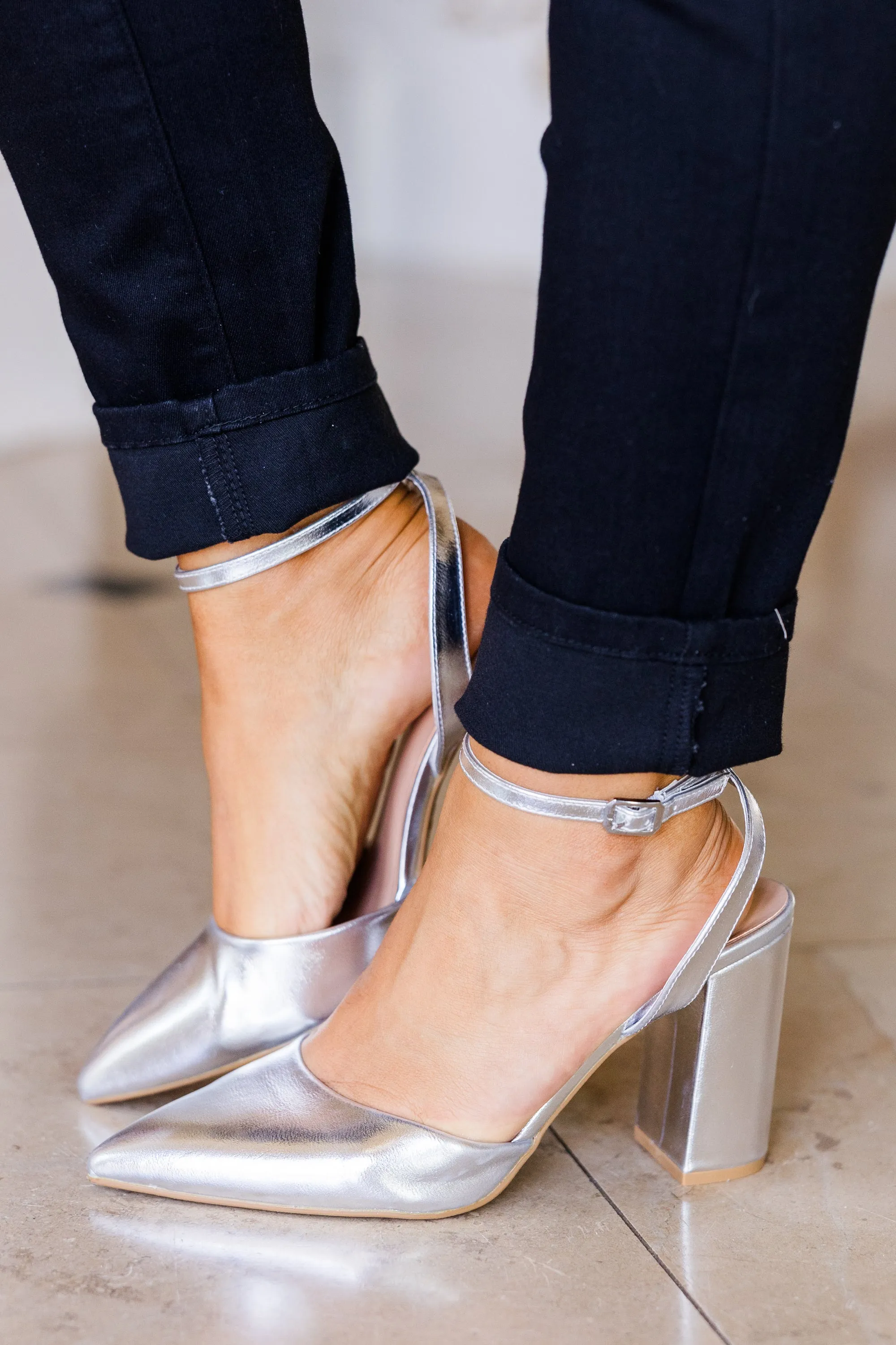 Look Impressed Heels, Silver