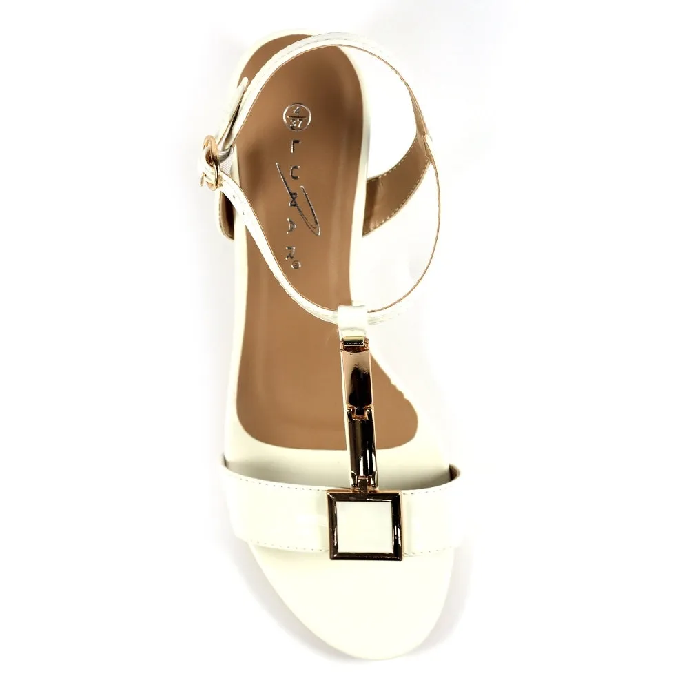 Lunar Occasion Sandal Blaze WHITE PATENT Low Heel Dress sandal
