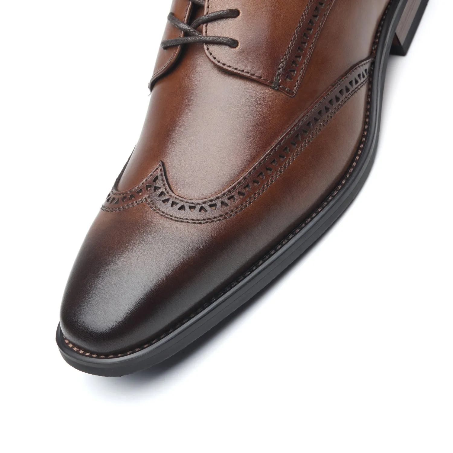 Men Dress Shoes Lace Up Oxford Classic Plain Toe Modern Formal Leather Shoes-Whisky