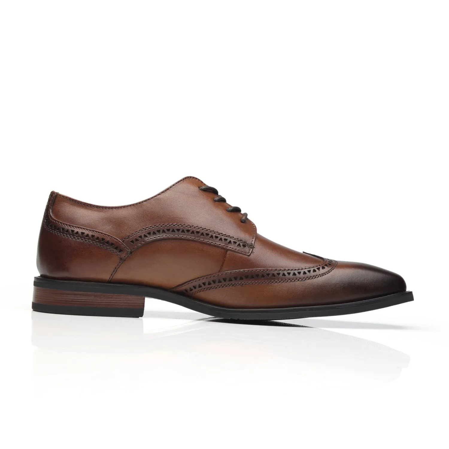 Men Dress Shoes Lace Up Oxford Classic Plain Toe Modern Formal Leather Shoes-Whisky