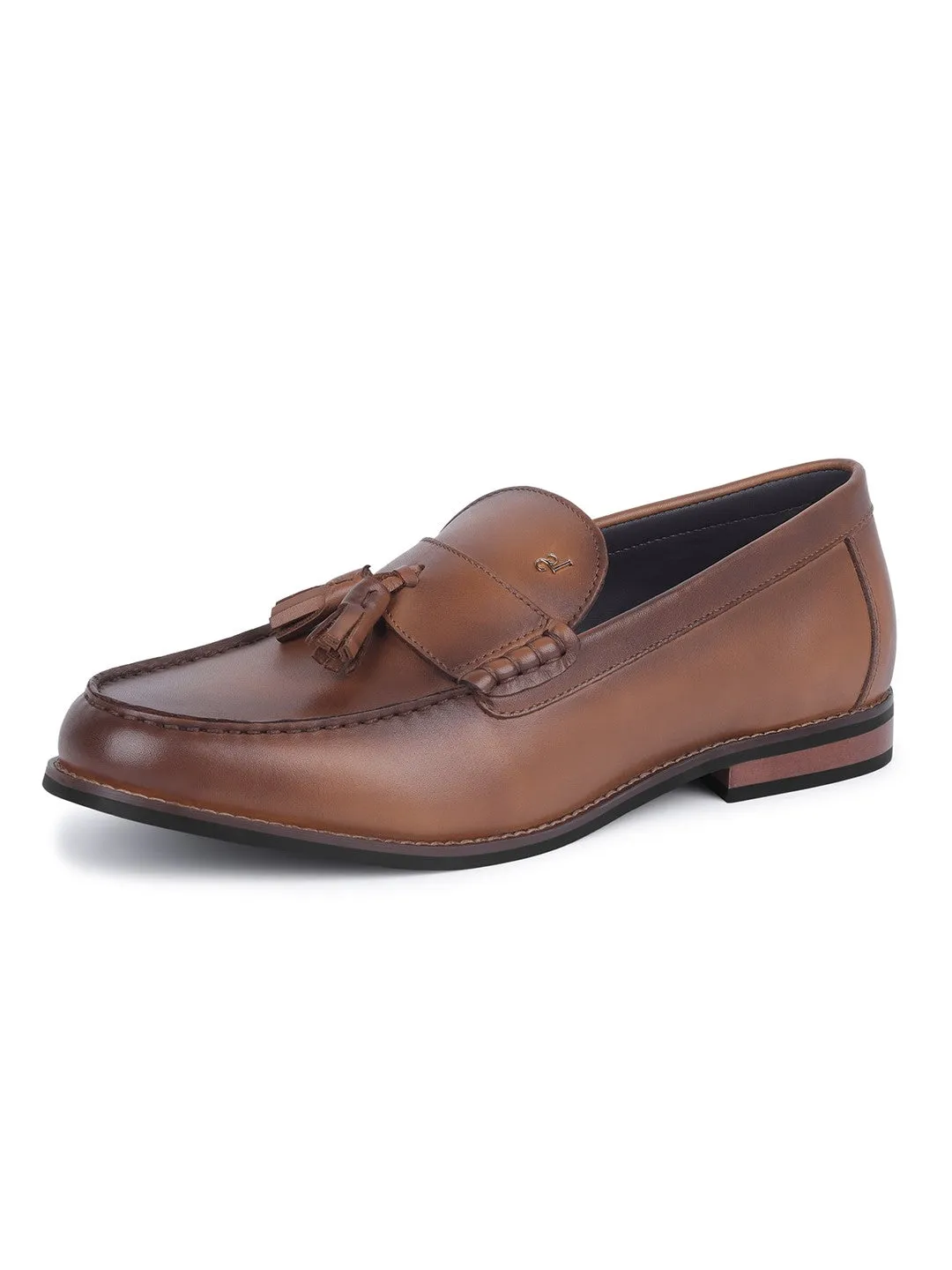 Men's Premium Cedar Tan Leather Formal Tassel Loafers