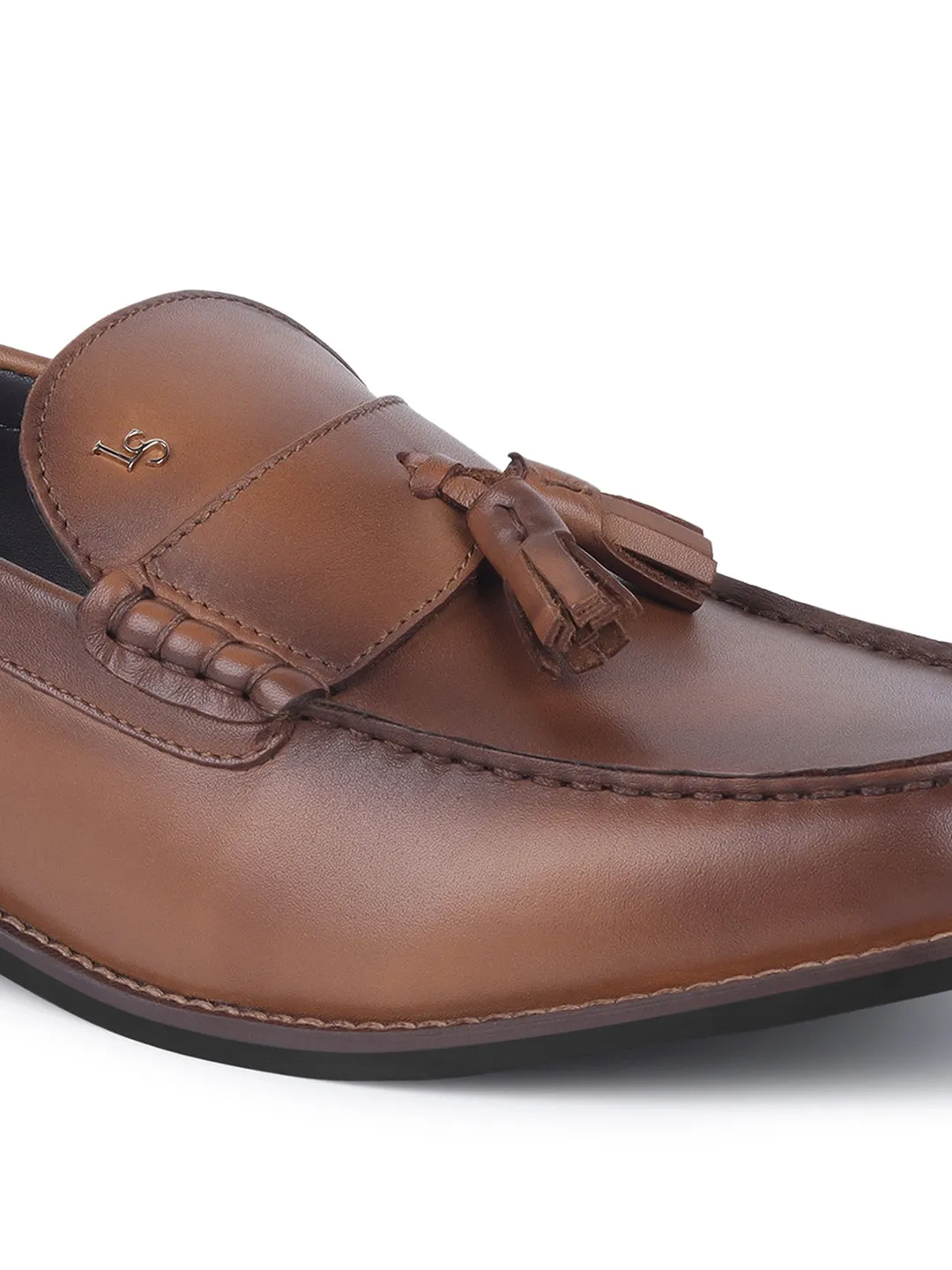 Men's Premium Cedar Tan Leather Formal Tassel Loafers
