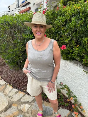 Mocha Sequin Vest Top Rebecca