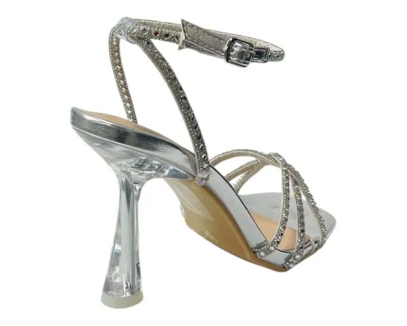 Rhinestone Crossover Strappy Spool Heel Shoes