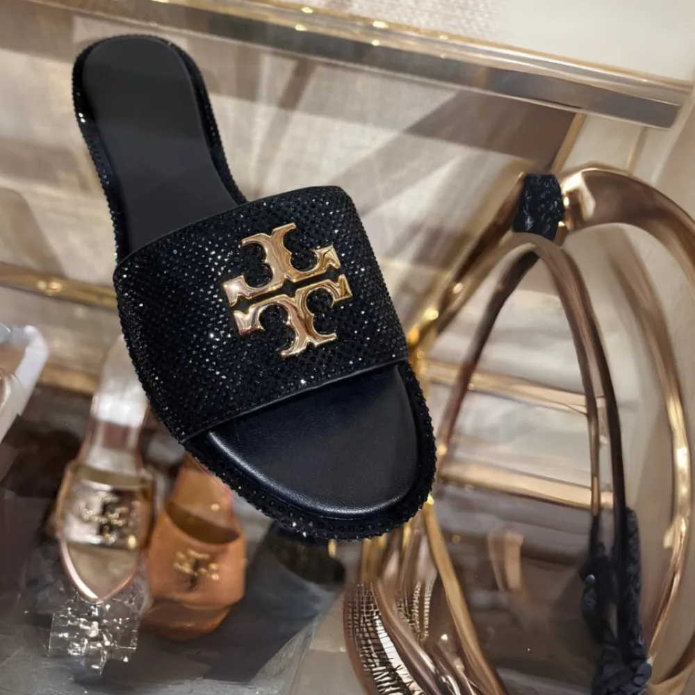 Slide Sandals With Crystal Embellishment