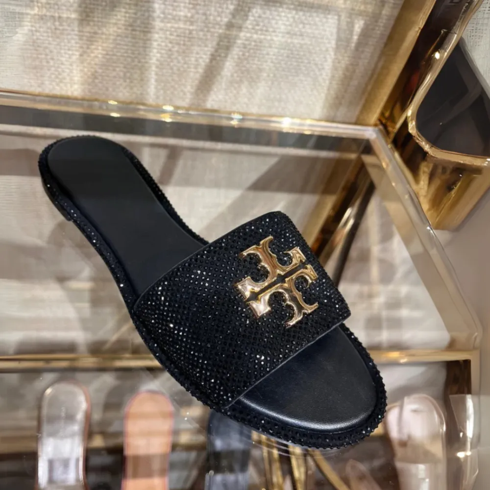 Slide Sandals With Crystal Embellishment